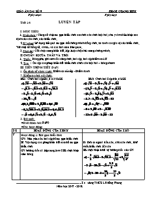 Giáo án Đại số Lớp 9 - Tiết 14 Luyện tập - Năm học 2017-2018 - Phạm Quang Huy